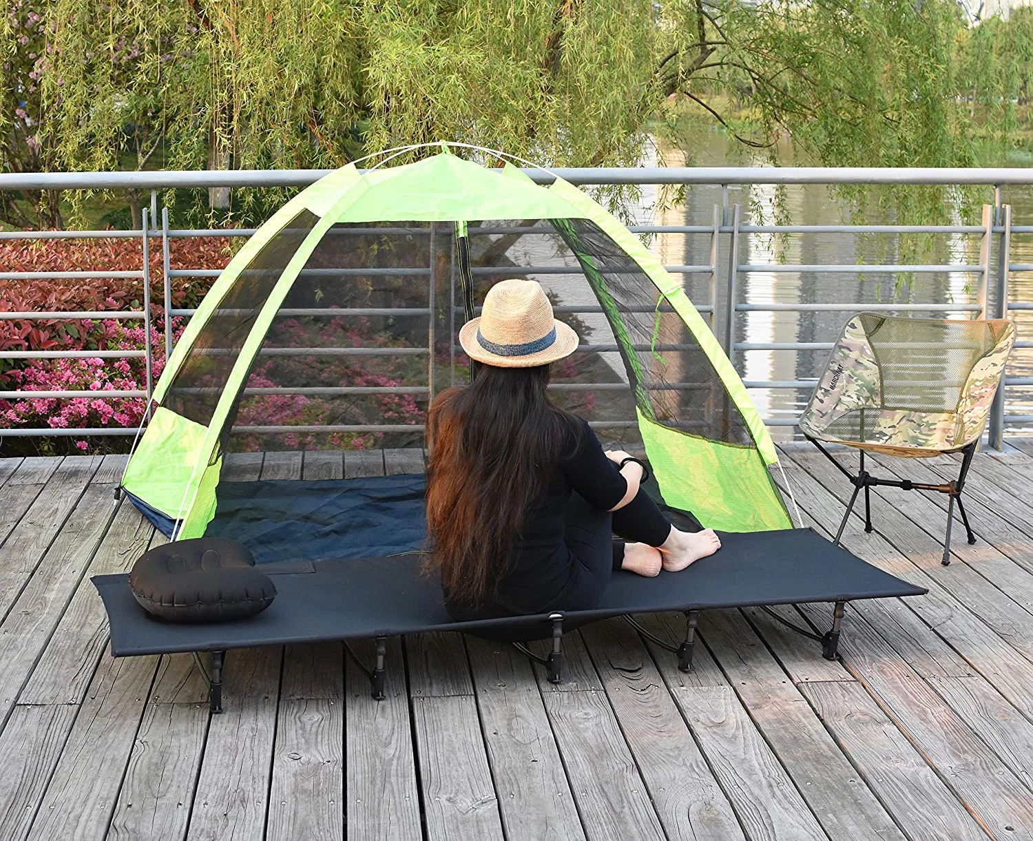 Woqi Hot Sale Folding Cot Aluminum Frame Travel Outdoor Folding Camping