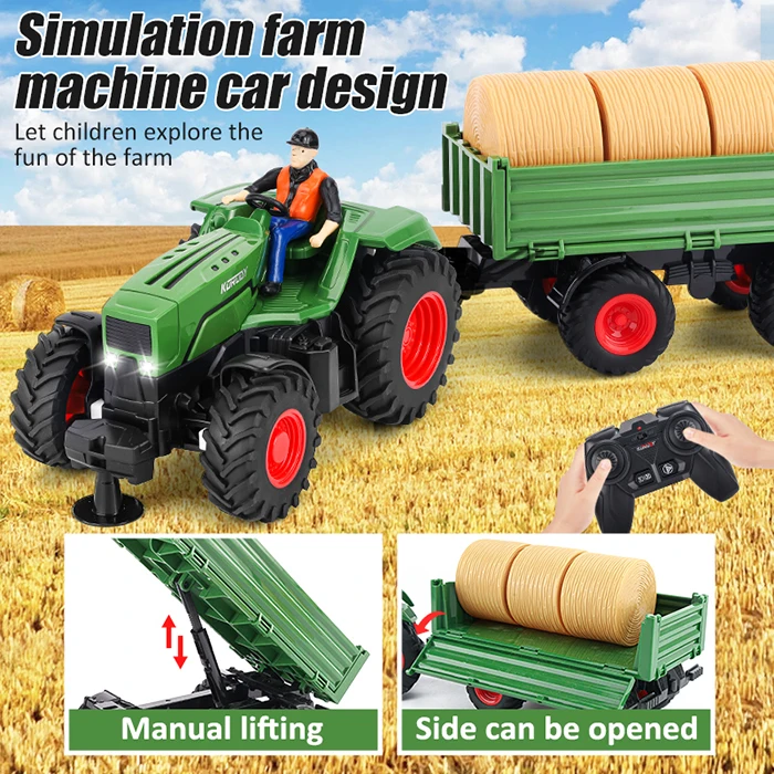 Farmer Trailer Truck Vehicle Model Toys RC Farm Tractors