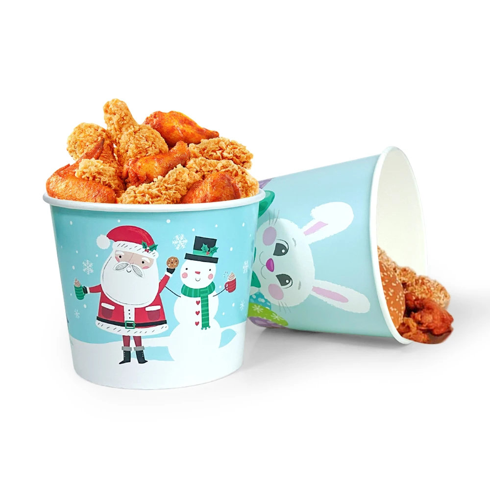 64oz Paper Bucket Custom Printing Fast Food Packing Paper Fried Chicken Bucket