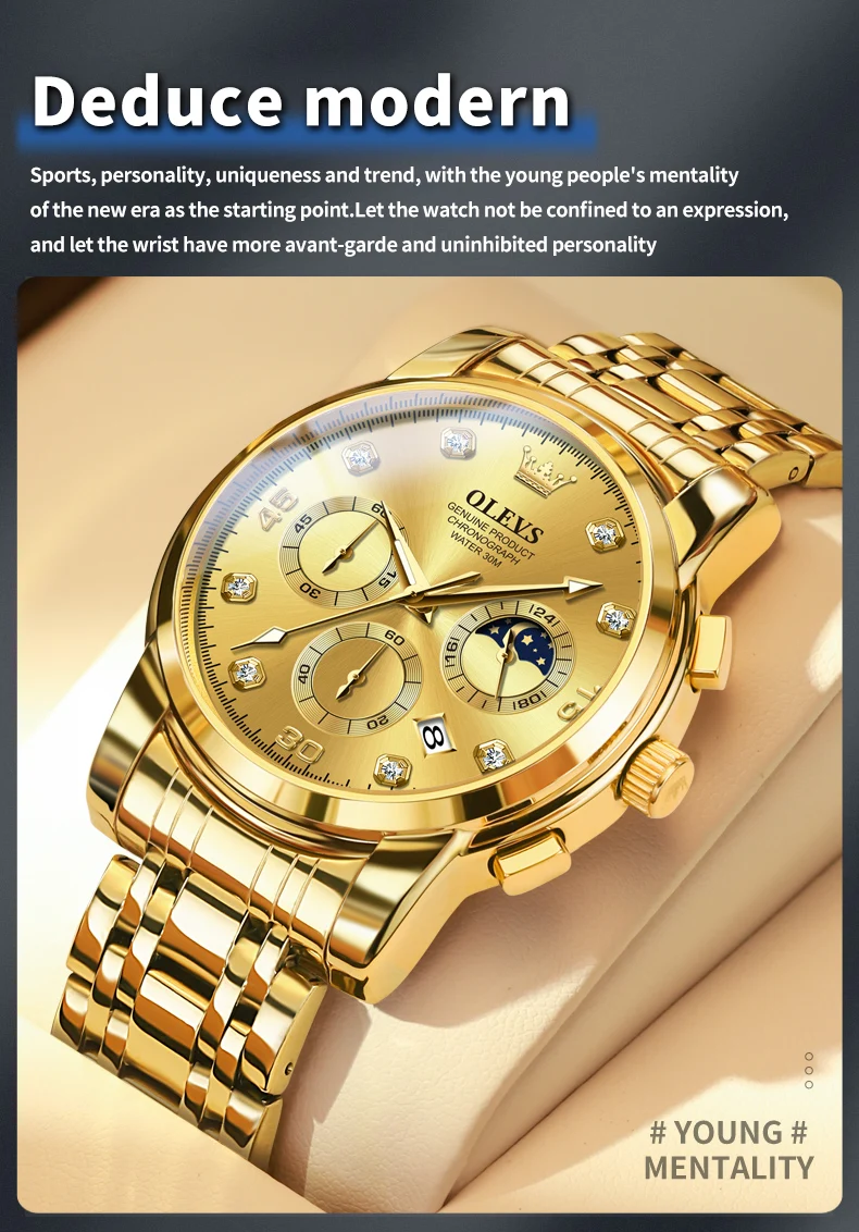 Olevs 2889 Top Luxury Quartz Men Wristwatch Waterproof Fashion Mens ...