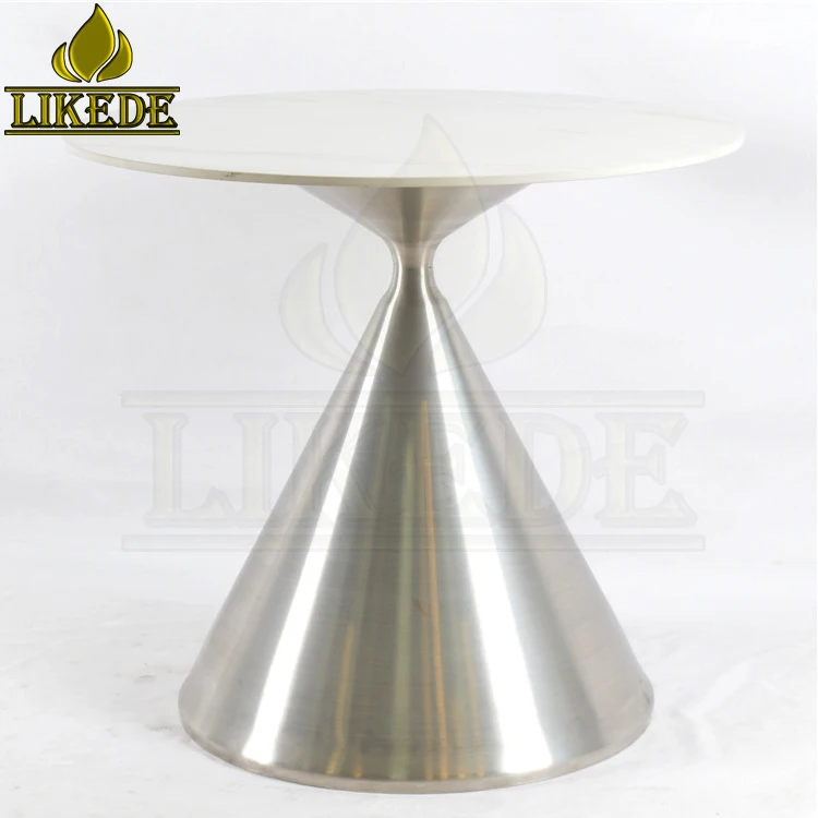 Integrated Tulip Conical Table Base Metal Brushed #304 Stainless Steel Trumpet Style Furniture Legs