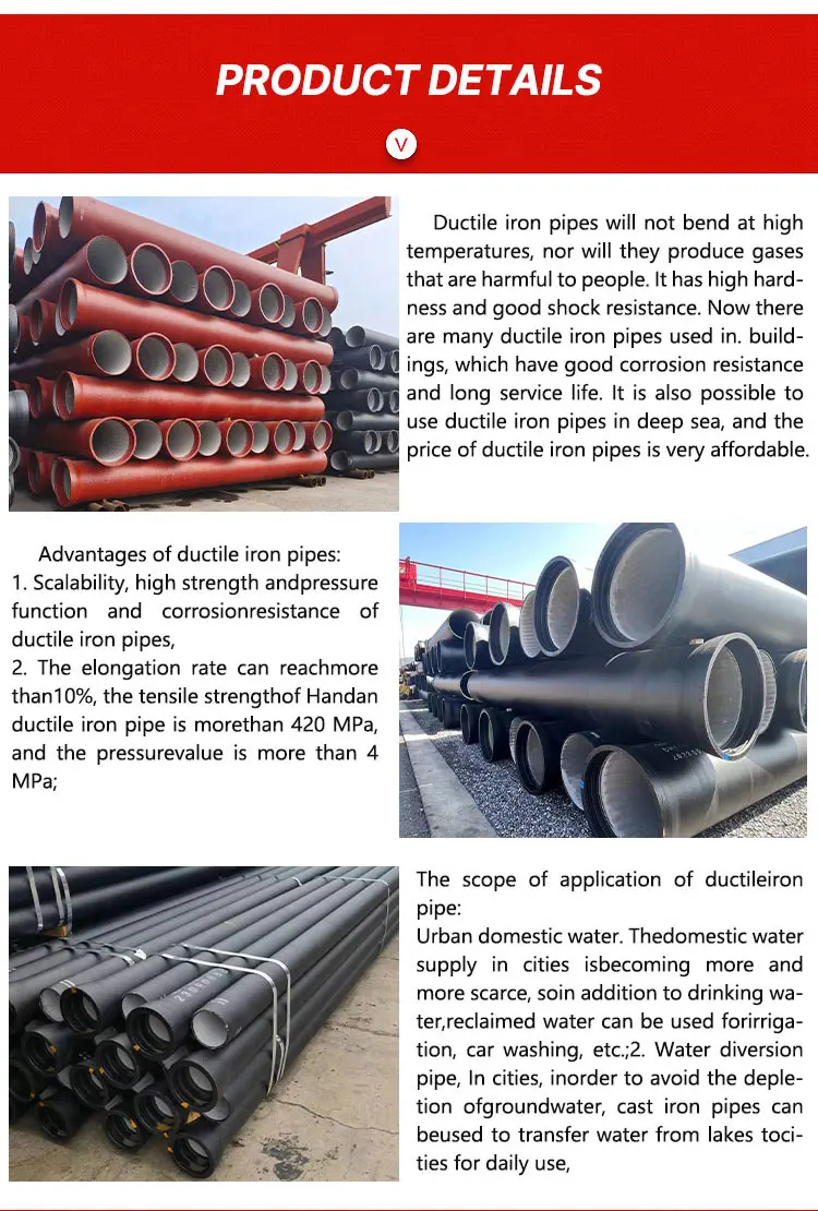 Dn100 Dn200 Dn800mm Customize Diameter Class K7 K9 K12 C40 C30 C25