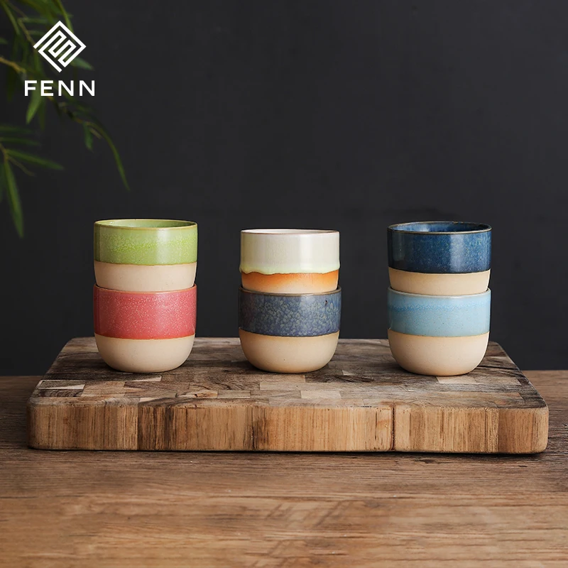 Creative Design Colors Glazed Pottery Cups / Stoneware Mugs Cups Arabic Turish Ceramic Tea Cup for Party