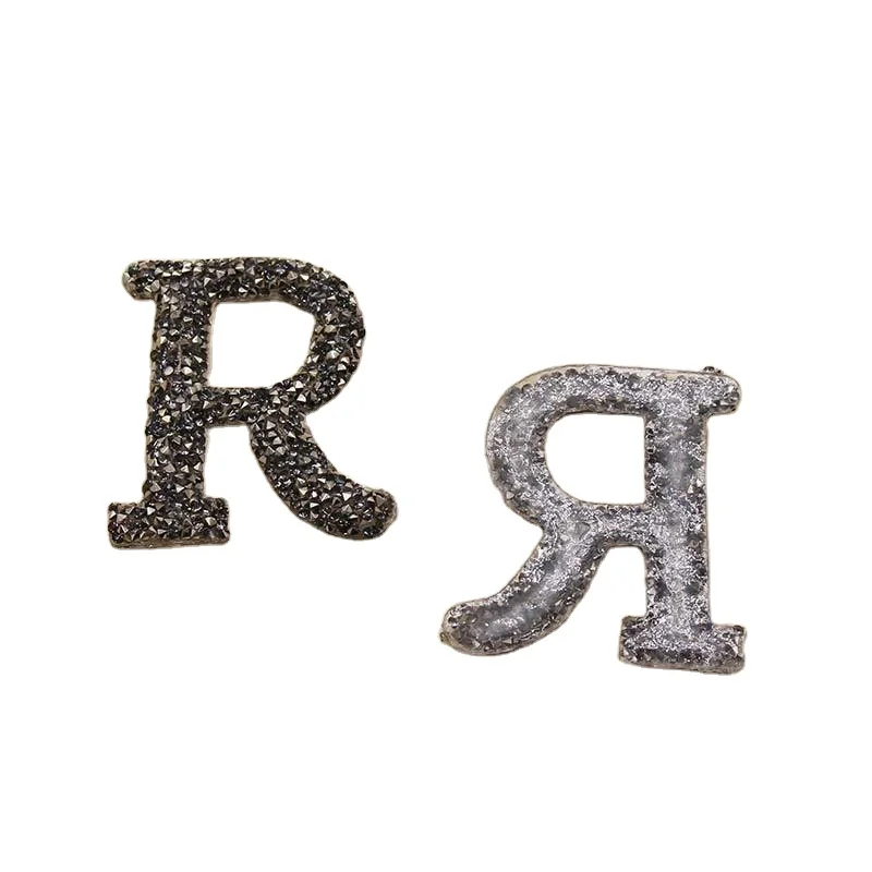 Free sample Luxury rhinestone logo patch applique designer patches famous brands stickers