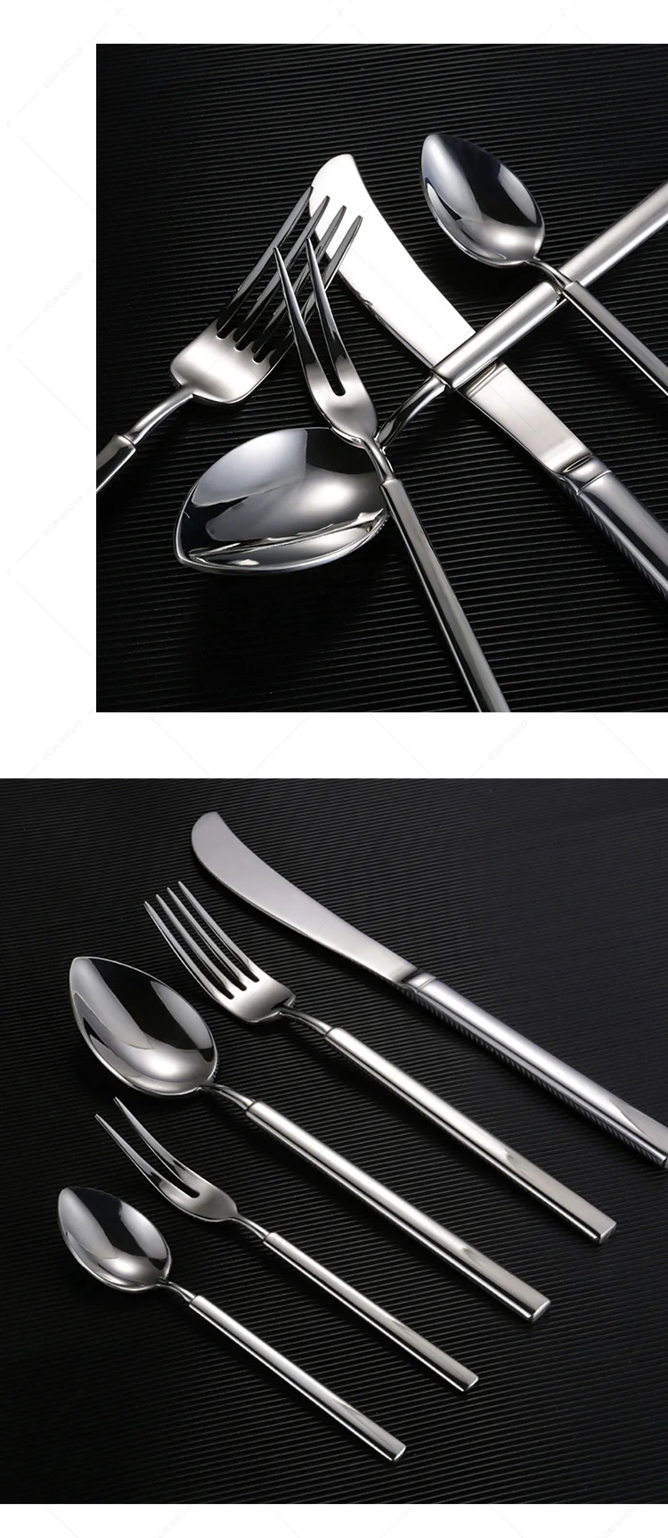 New look stainless steel metal frosted cutlery customized luxury dinner restaurant parties flatware sets for wedding