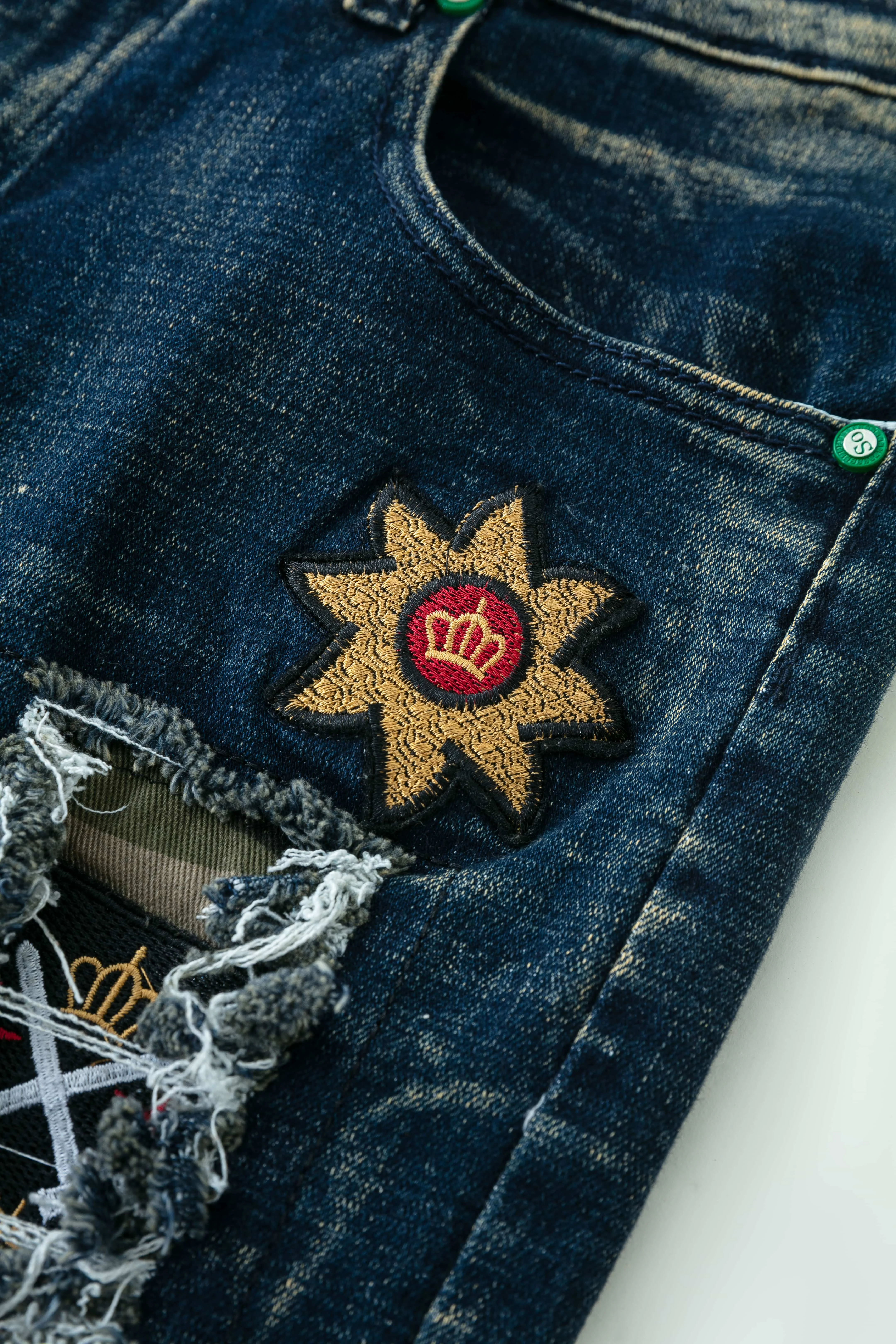 Clothing Manufacturers Washed Embroidery Vintage Hole Custom Skinny Pants Straight Jeans Man Slim Men's Jeans Men