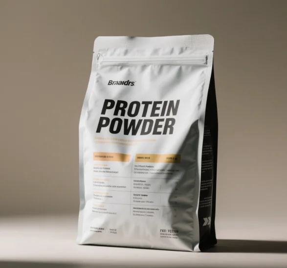 Customized Design logo Plastic Protein Powder Bag, Flat Bottomed Coffee Bean Packaging Bag with Valve Zipper