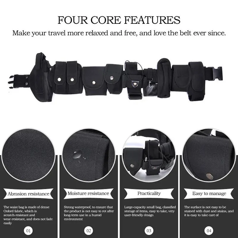 Premium Detachable Tactical Duty Security Belts Training Duty Security Multifunctional Utility Kit Duty Belt with Pouch Set