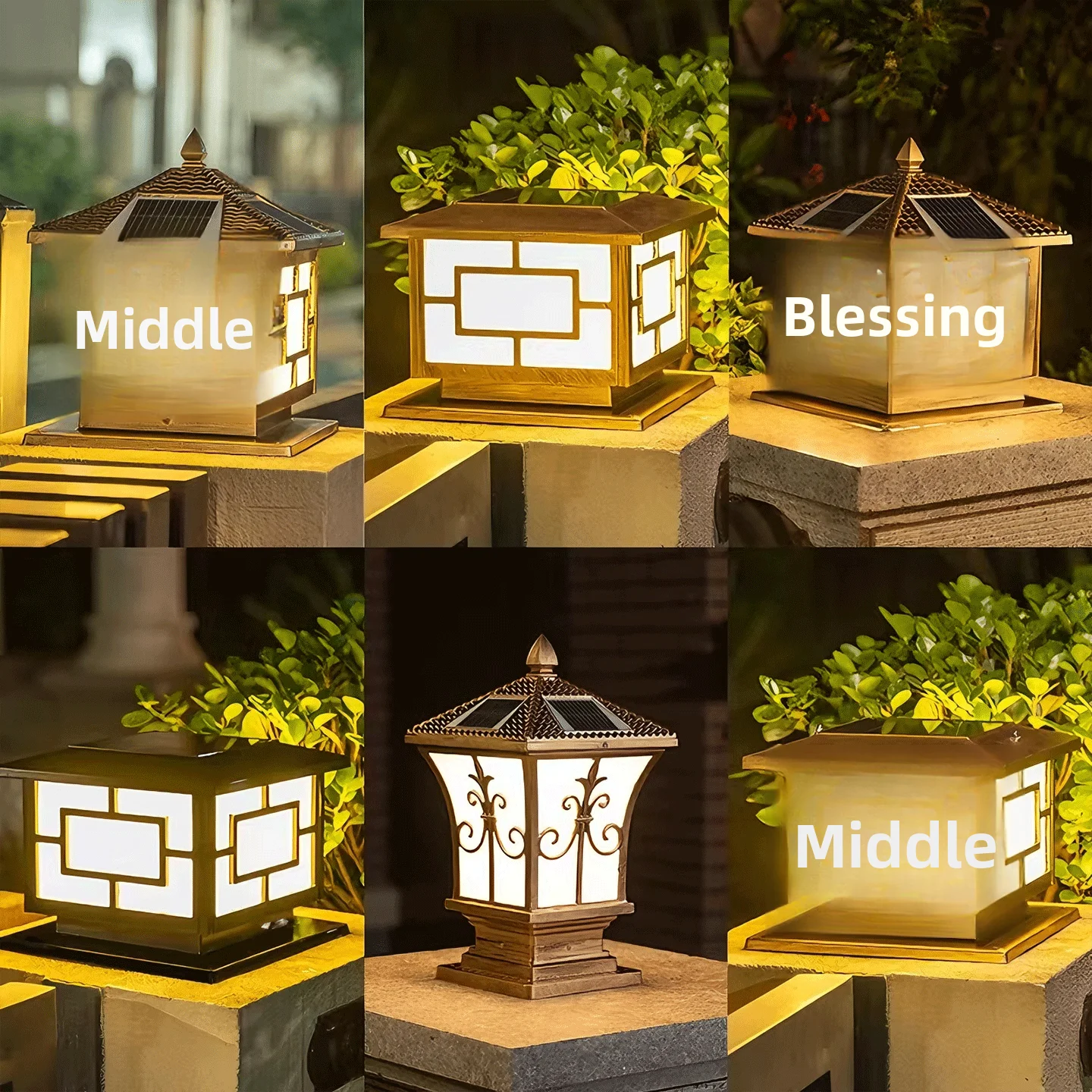 Nuan Duo Solar Pillar Light Post Head LED Waterproof Outdoor Home Villa Fence Courtyard Light