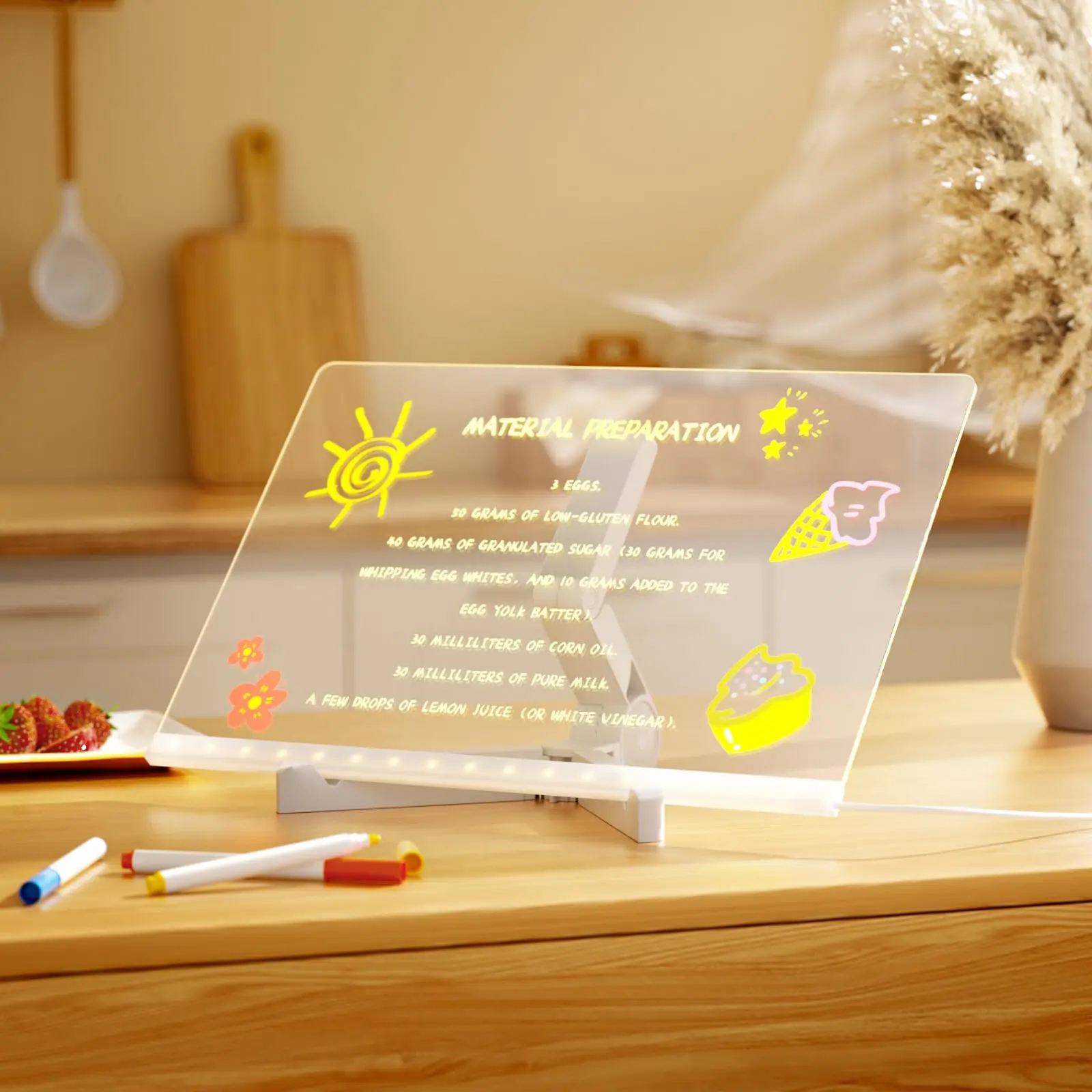 Modern Acrylic Board Glow Dry-Erase Doodle Note Stand with 7 Markers Light-Up Message Display Stand manufacture