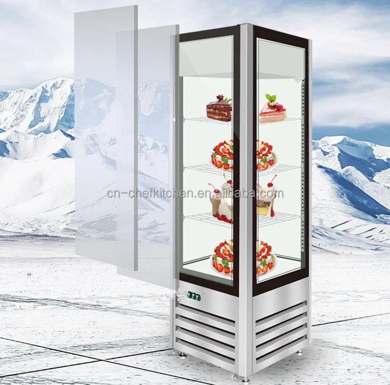 4 Side Glass Display Cake Chiller Upright Vertical Glass Cake Cooler ...