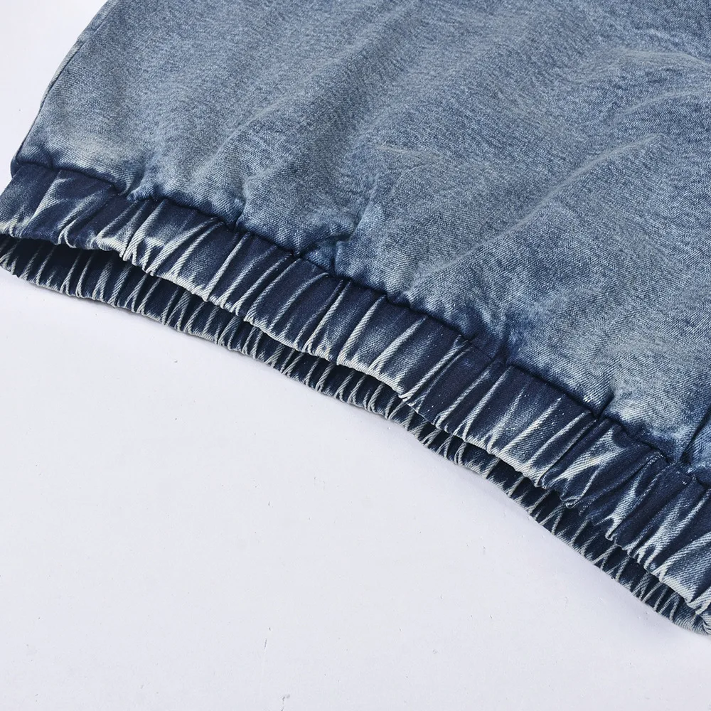 Charm Trending Products New Arrivals Two Piece Set Women Denim Clothing Denim Crop Top Denim Mini Skirt Set Women details