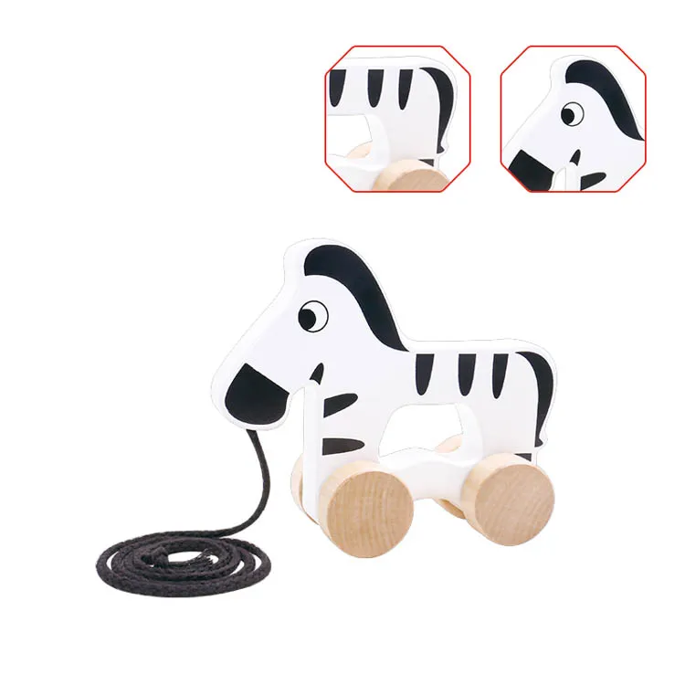 Wooden Animal Zebra Push Pull Along Walking Toy