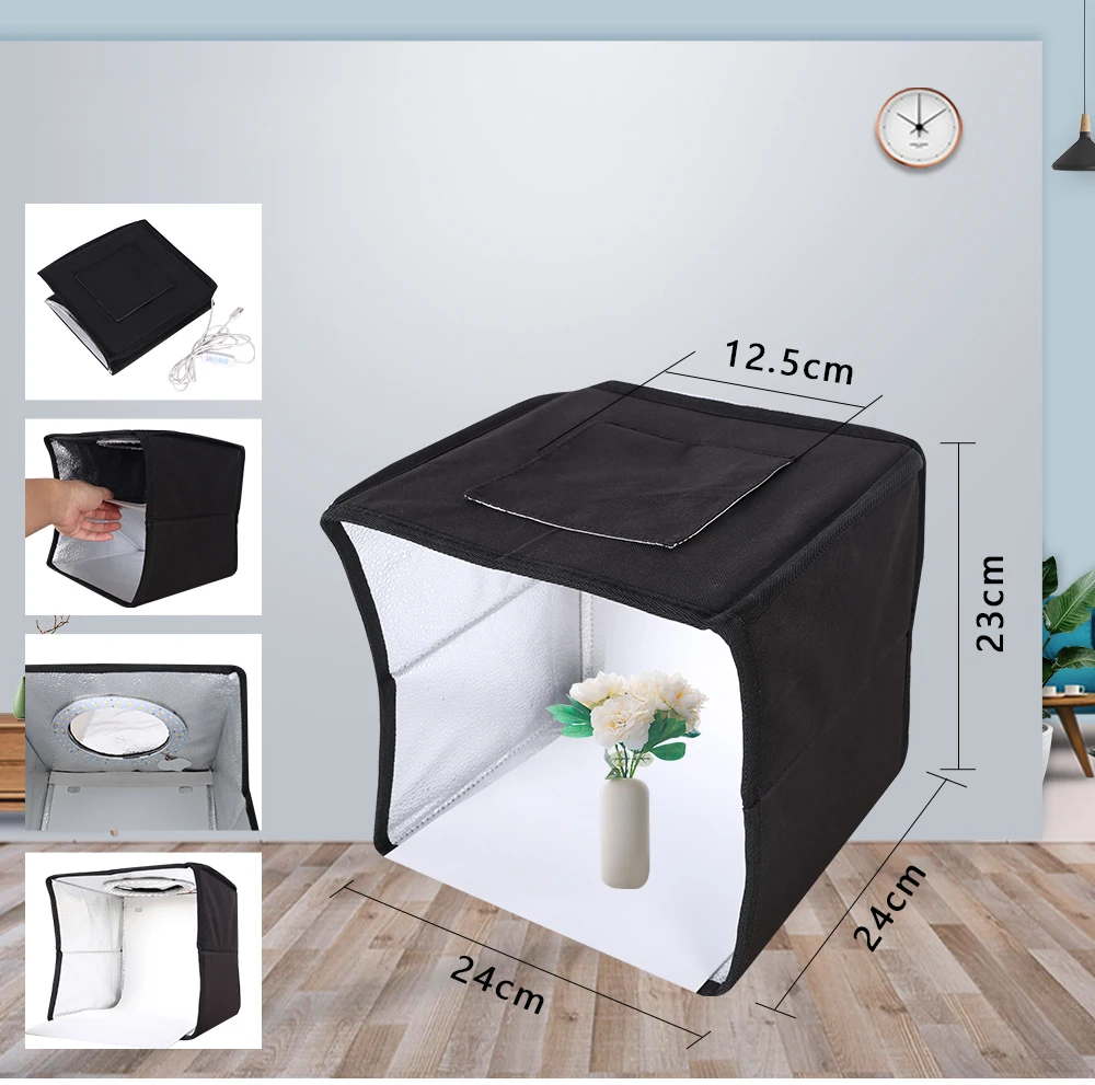 Портативный складной фотобокс Kaliou Z002 24 см для фотостудии с шестью цветными фонами тканевые аксессуары для фотостудии