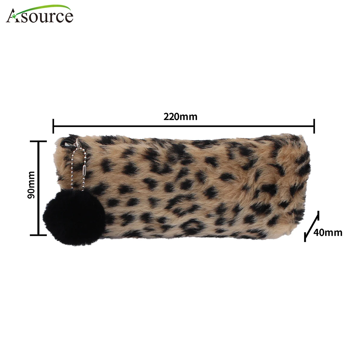 Astuccio peloso Fashion astuccio leopardato in peluche con pompon