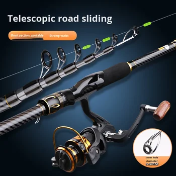 Factory Direct Sales Carbon Telescopic Fishing Rod with EVA Handle Portable Large Guide Ring Long-Distance Casting Float Rod Set – Rod – view 4