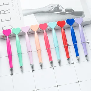 Custom Logo Heart-Shaped Twist Ballpoint Pen Cute Orange Plastic Body for Advertising Promotional Wedding Festival