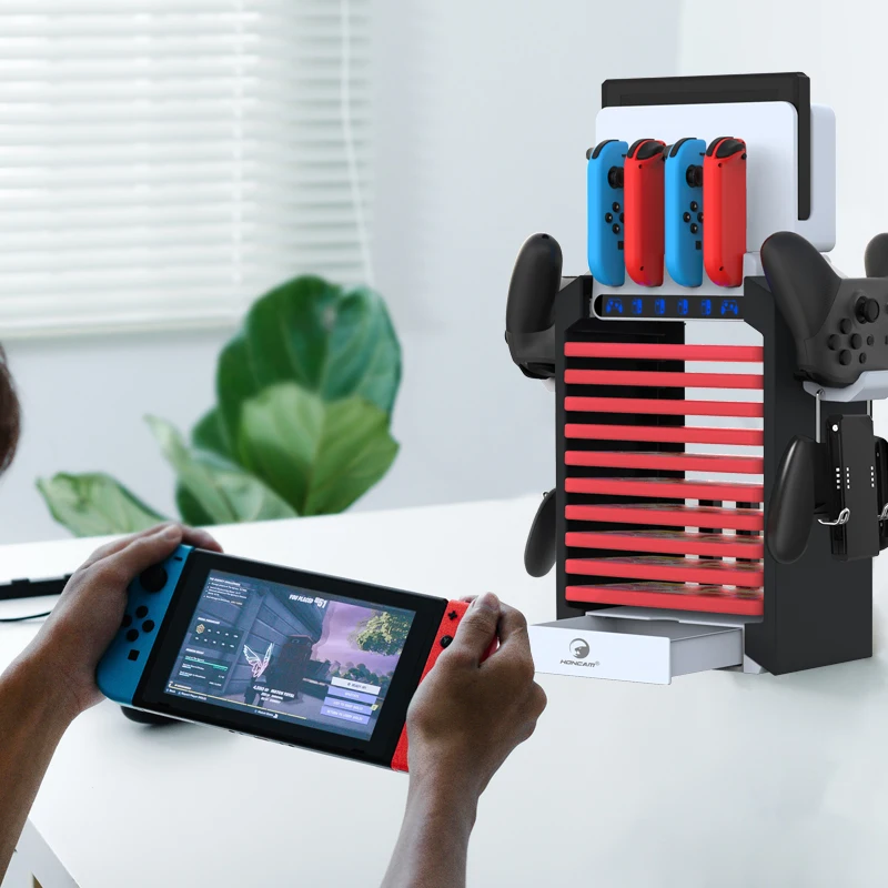 Honcam Best Switch Dock Console Storage Tower Game Card Case Box Holder Stand Pro Controller Cube for Nintendo Switch Joy Con
