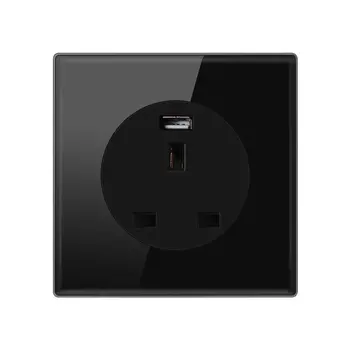 LUFI concealed foreign trade 86 type multi-function socket wholesale switch socket household black tempered glass
