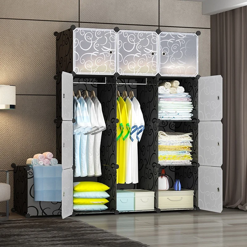 Smart Wardrobe Moving Box With Shelf and Hanger Diy Storage Cube Cabinet Reusable Assemble Wardrobe Closet Plastic Wardrobe