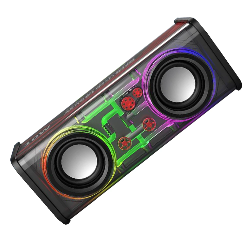 Support Tf Card Subwoofer V8 Transparent Mecha Bluetooth Vibration Speaker Cool Audio Gift