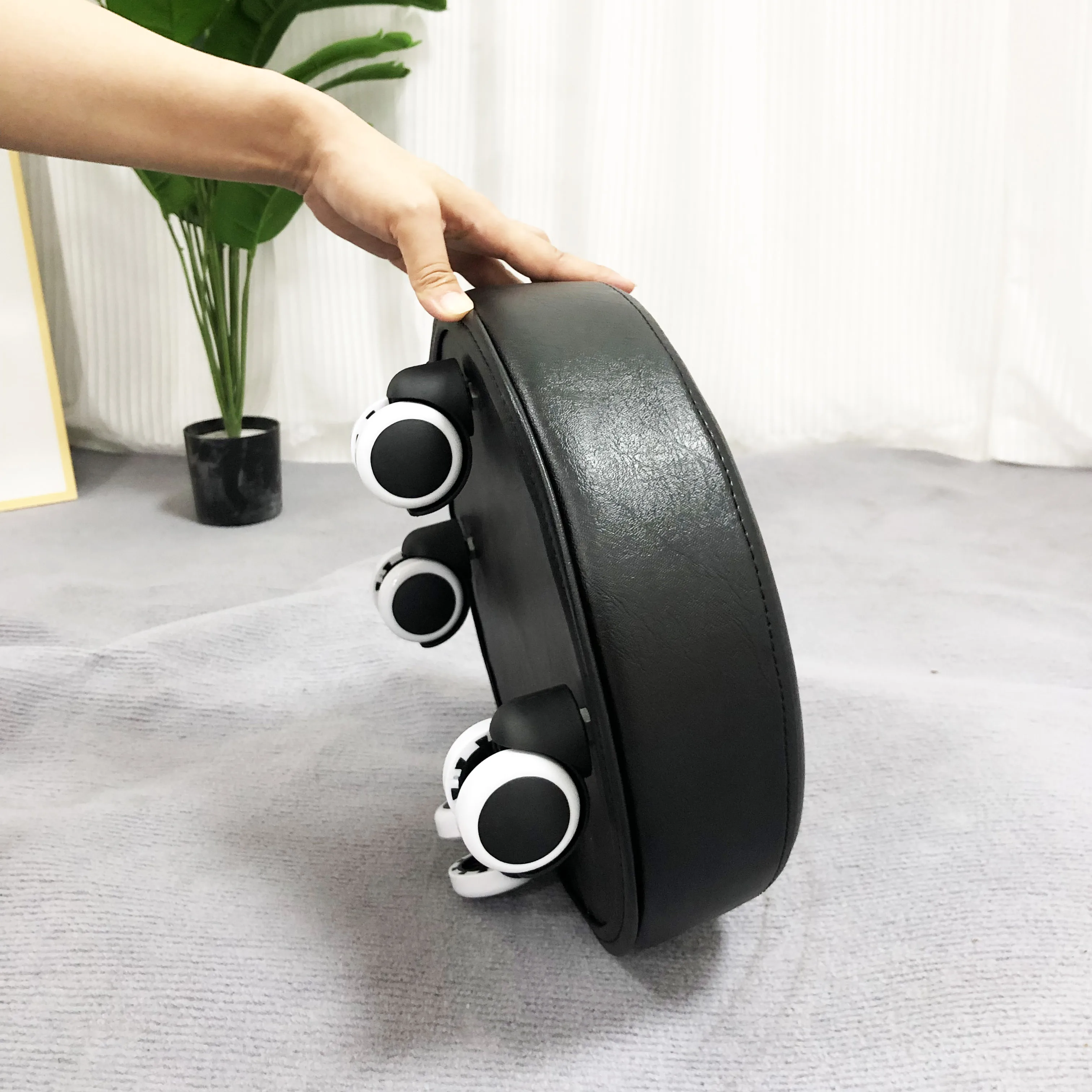 small round rolling low stool salon