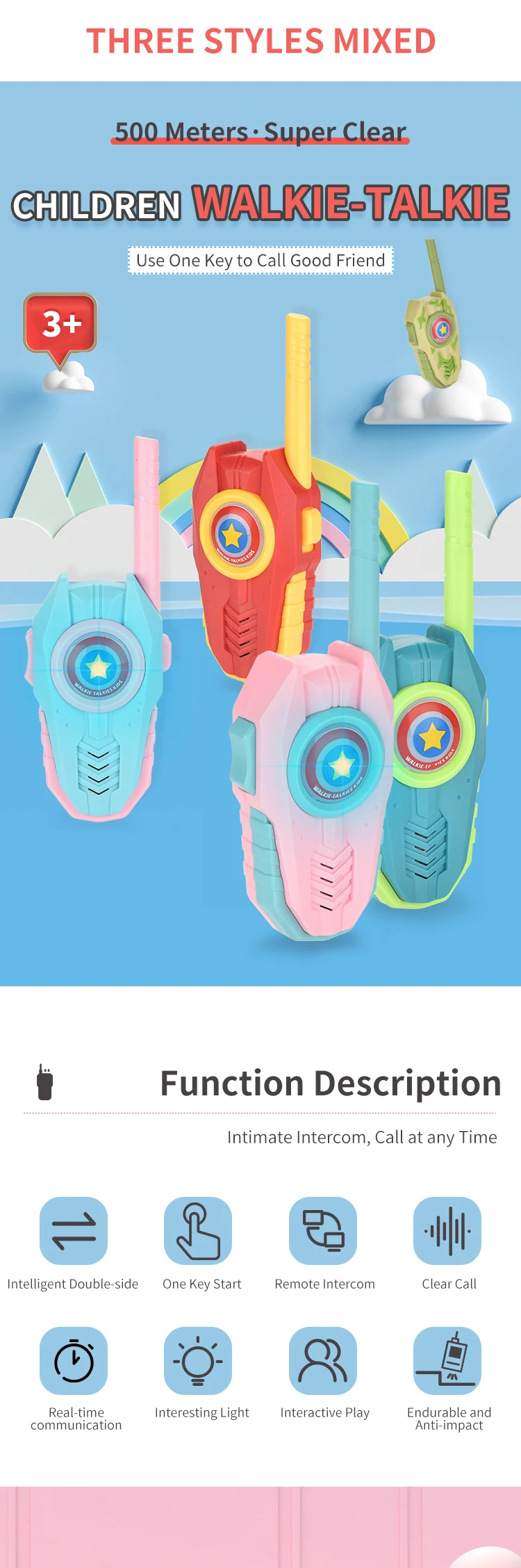 Outdoor Two Way Radio Walkie Talkie Toys Kids Long Range Walkie Talkies