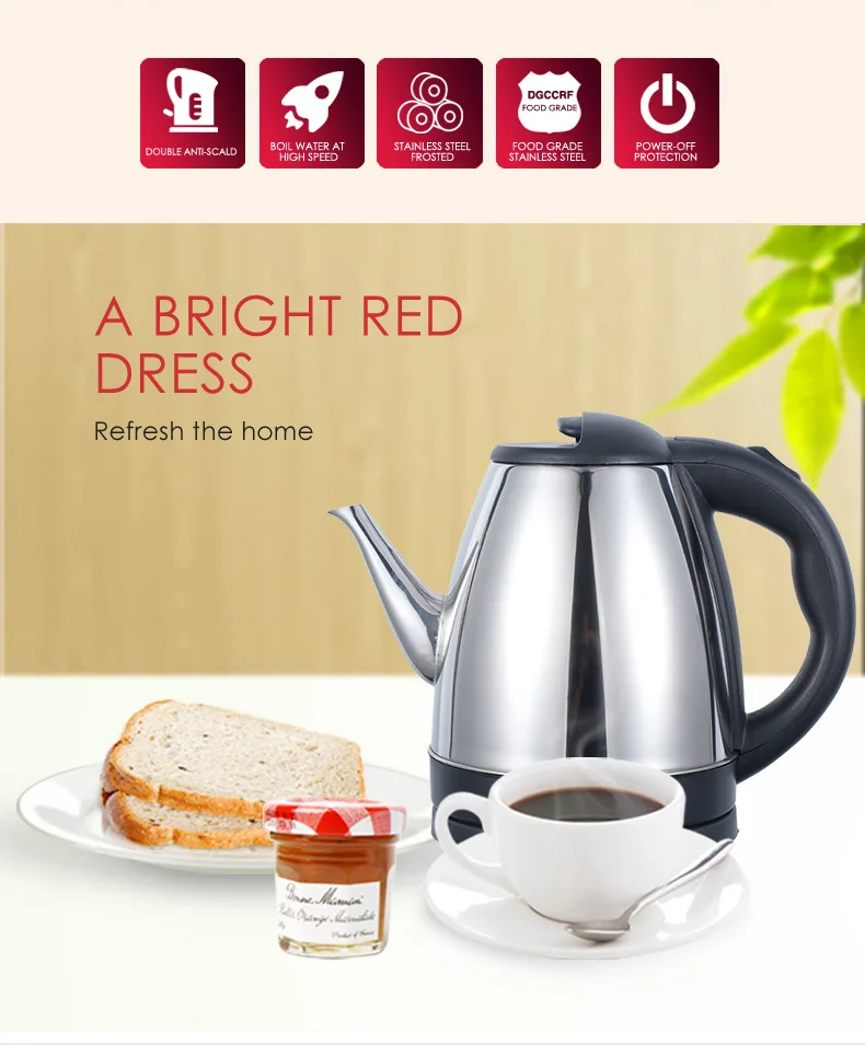 Wholesale Classic Style 1.8l 304 Stainless Steel Electric Water Boiler