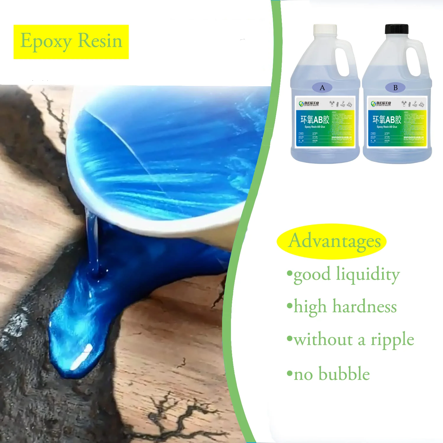 Liquid Transparent Clear Crystal Non Toxic Countertop Price of Epoxy Resin Crystal Clear for River Table