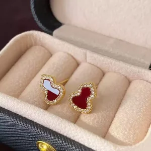 AU750 Trendy Christian Gold Flower Four Clawed Zircon Stud Earrings 18k Gold Plated Unisex Party Wedding Anniversary Engagement