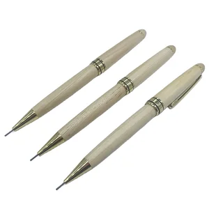 High Quality Promotion Gift Pen Twist Mechanical Wood Pencil with Custom logo Engraving Novelty Wood Pencil for Christmas Gift