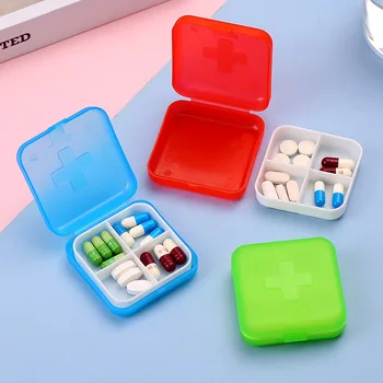 Creative cross four cell pill box convenient travel mini plastic pill box pill storage