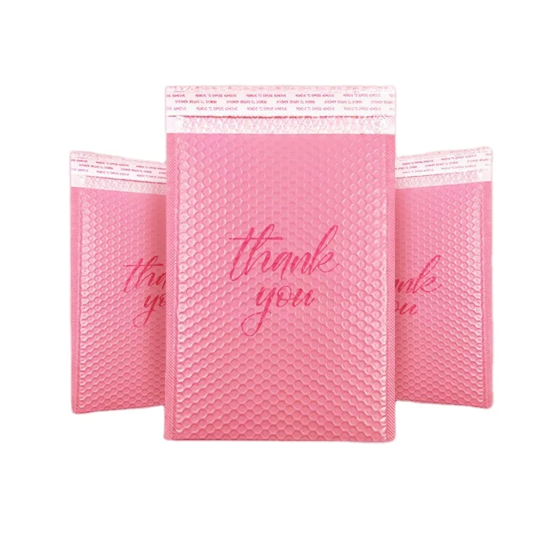 Customized Pink Poly Bubble Mailer Bag Mailing Bags Shock Resistant Custom Bubble Mailer With Logo Air Padded Envelope Plastic