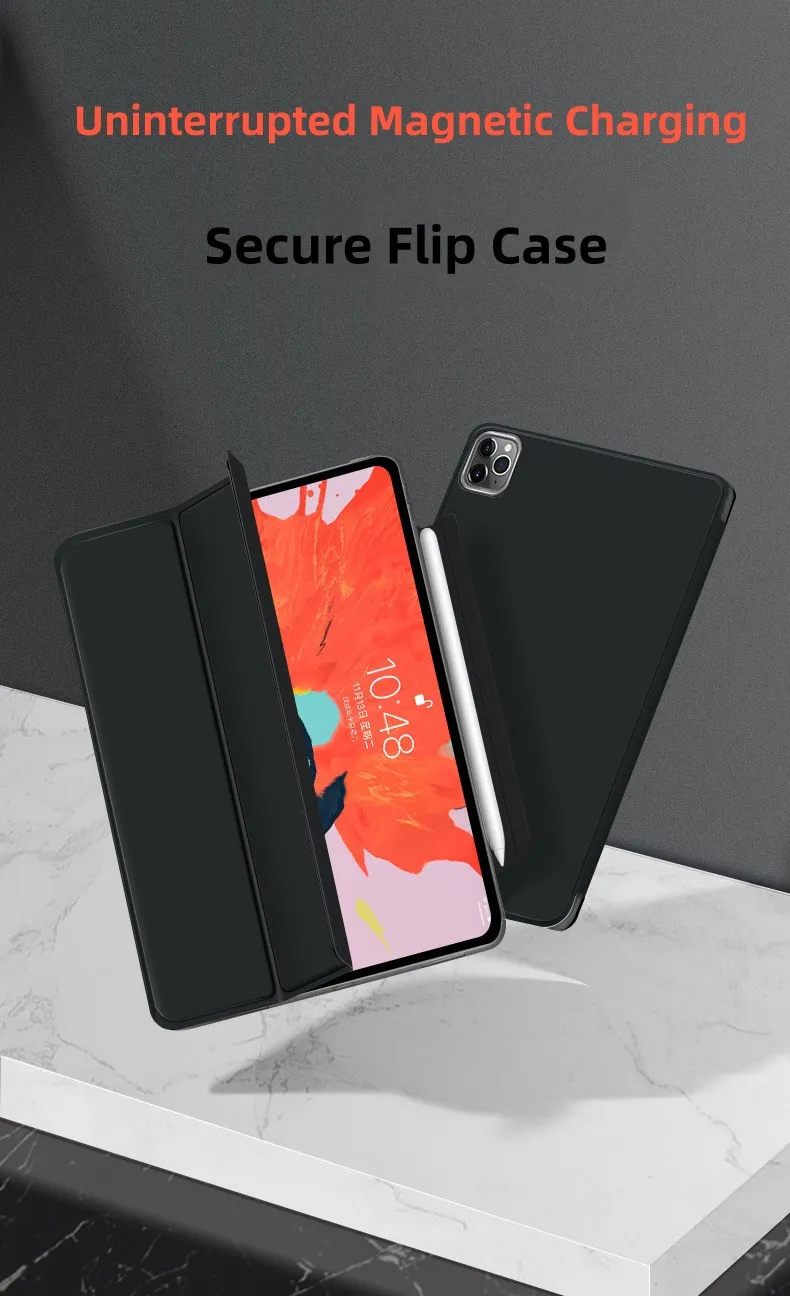 product laudtec magnetic triple layer rugged shell pu leather anti slip shockproof  case for samsung galaxy tab a11  black-2