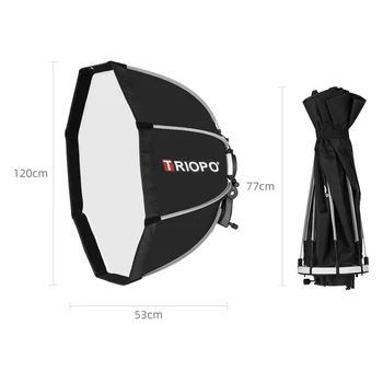 TRIOPO KS120 120cm Foldable Octagon Softbox Bracket Mount Soft Box Handle for  Godox Yongnuo Speedlite Flash Light detail image