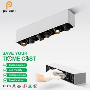 360 Degree Gyro Adjustable Cob LED Spotlight Modern Aluminum Square Surface Mounted Ceiling Dimmable Surface Mounted Down Light