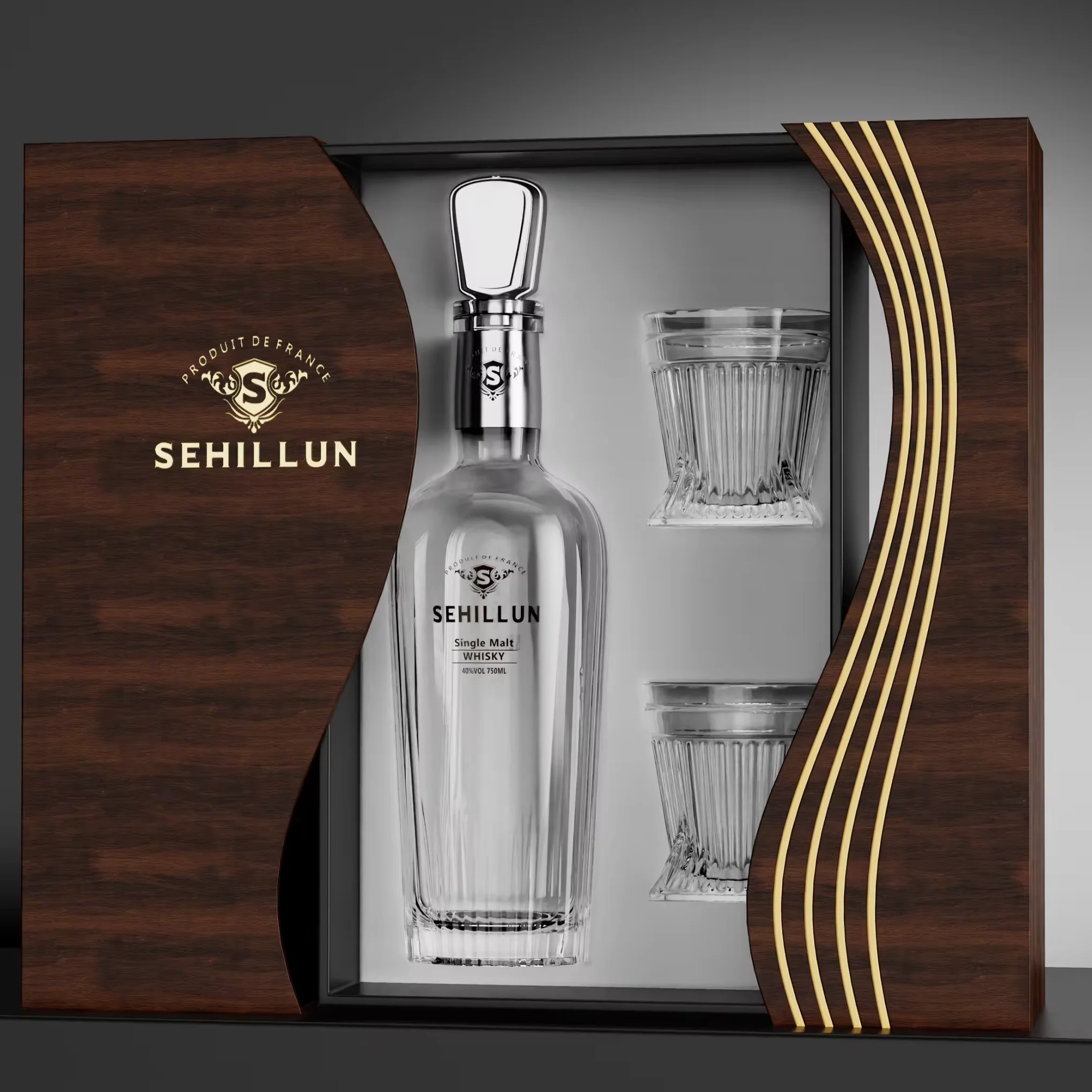 Custom Logo Gift Box Insert for Vodka Gin Tequila Rum Spirits Bottle Premium Brandy with Embossing Printing Handling