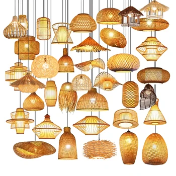 Empire Clip-On Chandelier Lamp Shade, Small Lamp Shade Rattan,Boho
