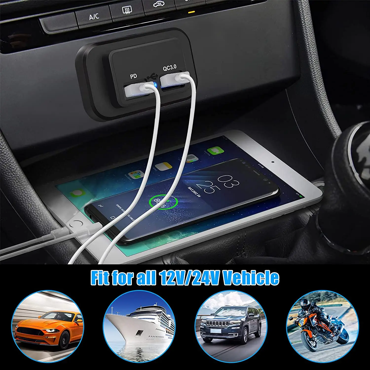 Tech-ProtectCharger.pl CC45W Caricatore Da Auto USB-C Tipo C A 2 Porte Powerdelivery Pd 45w Quickcha 33427449 - Foto 2
