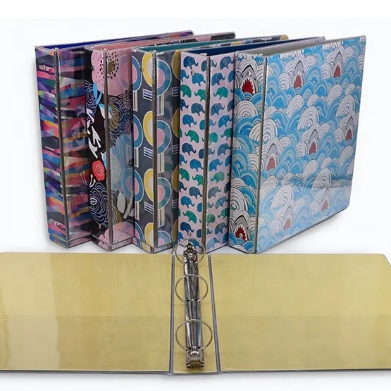 Customized Ring Binder 3" A4 2 3 4 Rings Cardboard  File Folder High Quality PVC Cardboard Cover Ring Binder Document Folder
