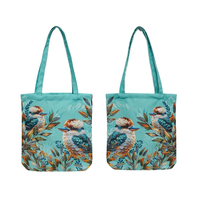 Wholesale High Quality High-Capacity Green Kooka Bird Portable Polyester Promotional Tote Bags