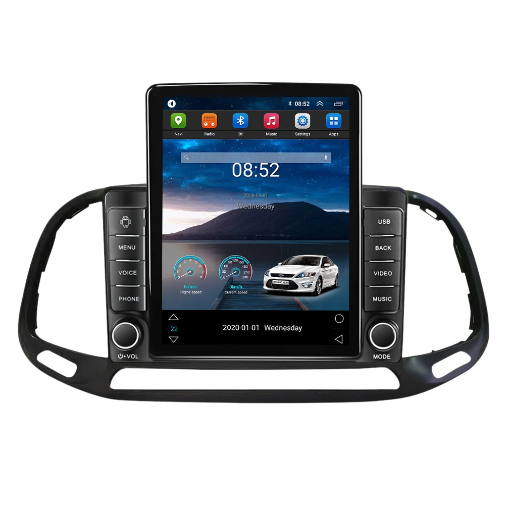 Autoradio Android 15 2 DIN Pour Fiat Doblo 2015 - Écran Tactile 9 Pouces, 4+128 Go, CarPlay/Android Auto, GPS, Caméra Recul