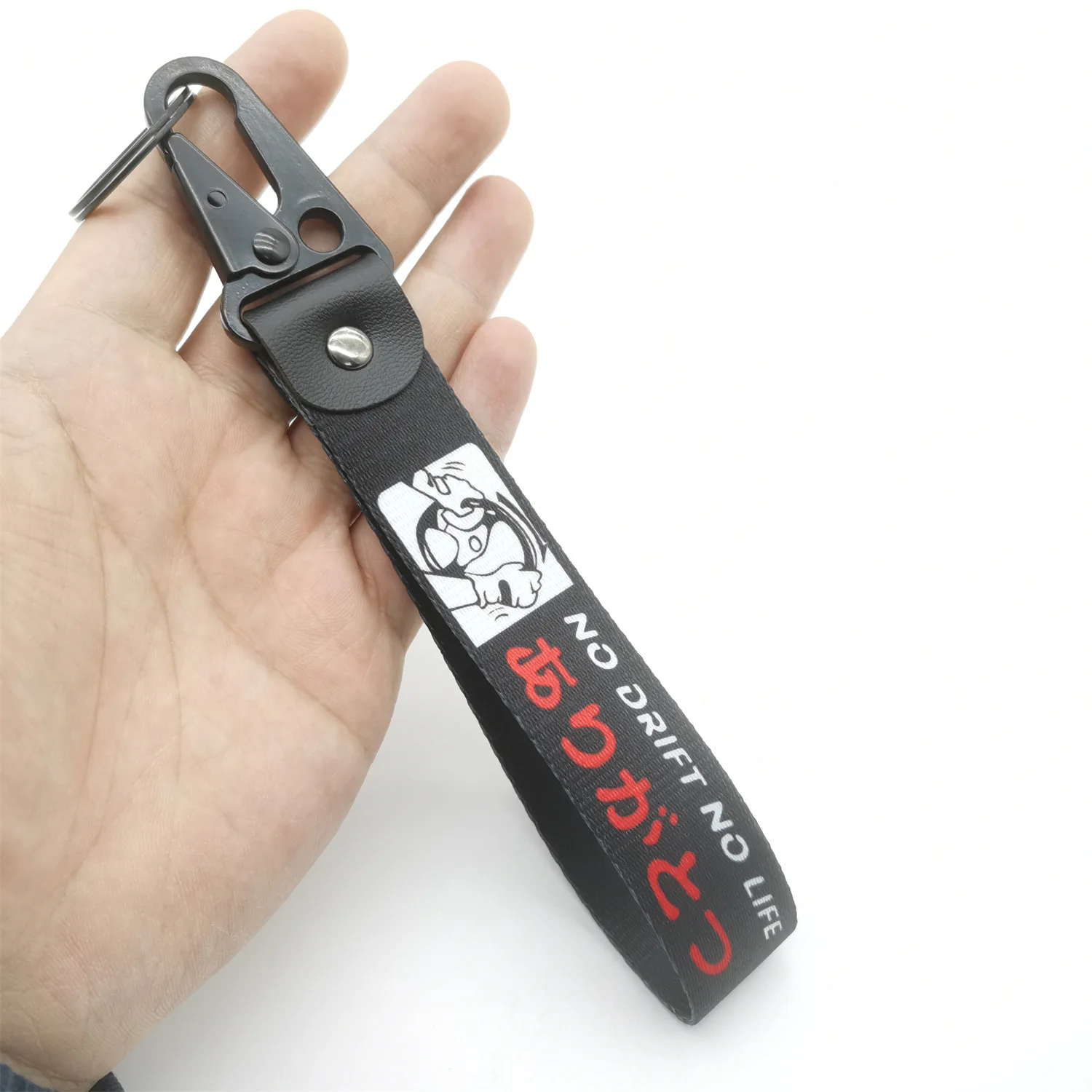 Anime JDM Wristlet Keychain Lanyard Key Strap Tow Sides Thermoprint Nylon Rings Car Motorcycle Moto Bike Key Tag Accessories