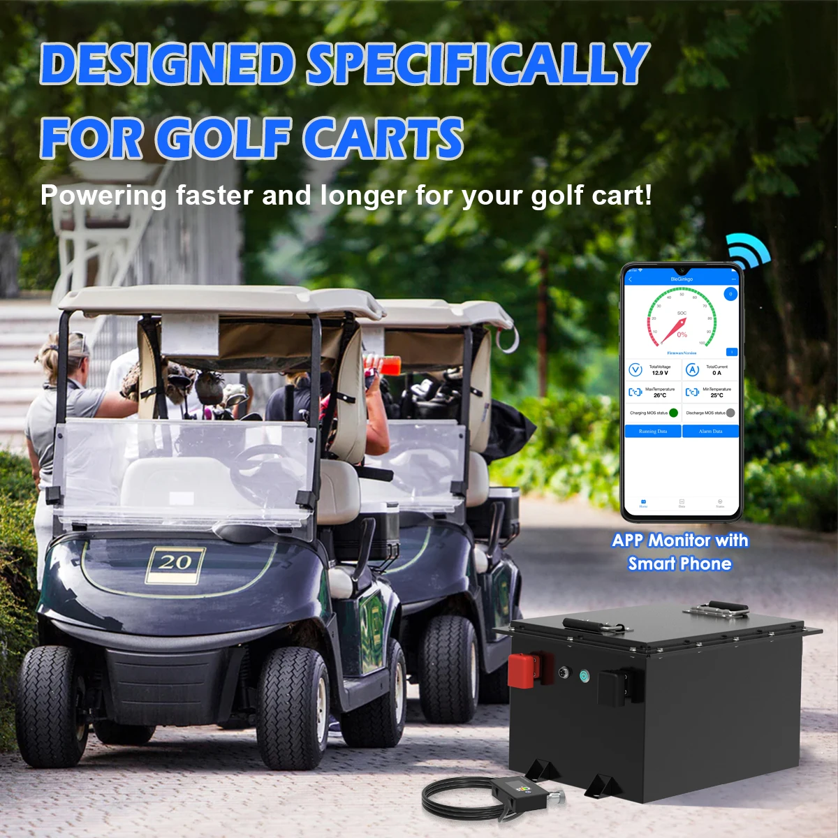Rechargeable Lifepo4 48V 105ah Golf Cart Battery with BMS