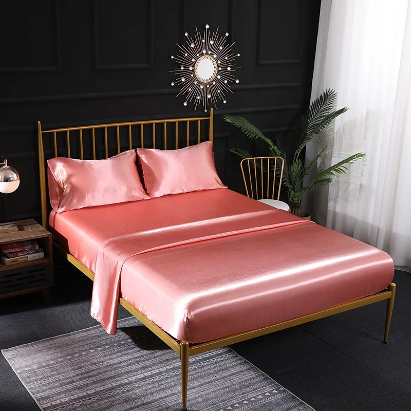 Summer Ice Silk Cheep Bed Sheet Comforter Cover Bedding Set Silk