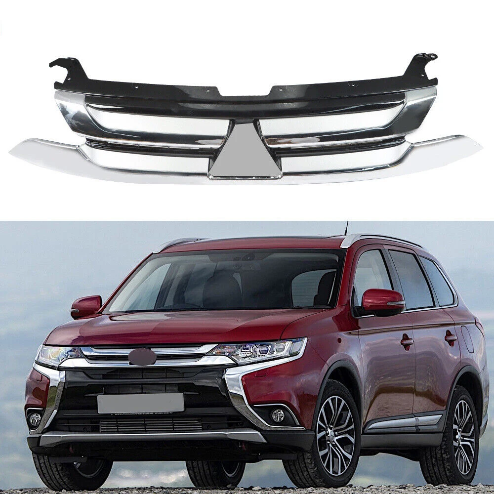 front car body kit bumper chrome black upper grille for Mitsubishi Outlander 2016 2017 2018