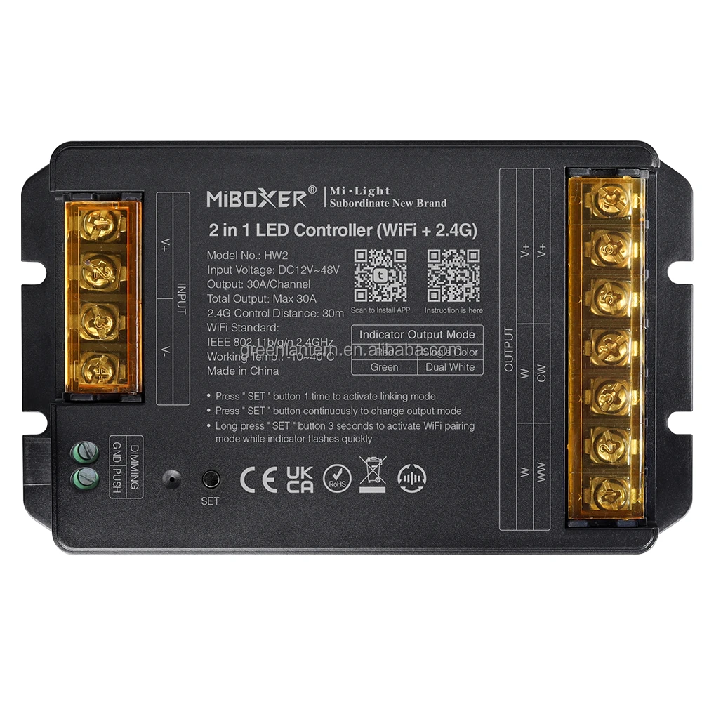 Hw2 Color HW2 Single Color CCT Dual White 2 in 1 LED Controller WiFi 2.4G RF LED ...