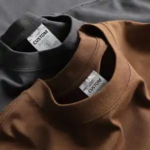 OEM Thick Collar t Shirt Blank t Shirt Heavy Cotton Boxy Fit Cotton Polyester Premium 280g 300gsm Heavyweight T-shirt for Men