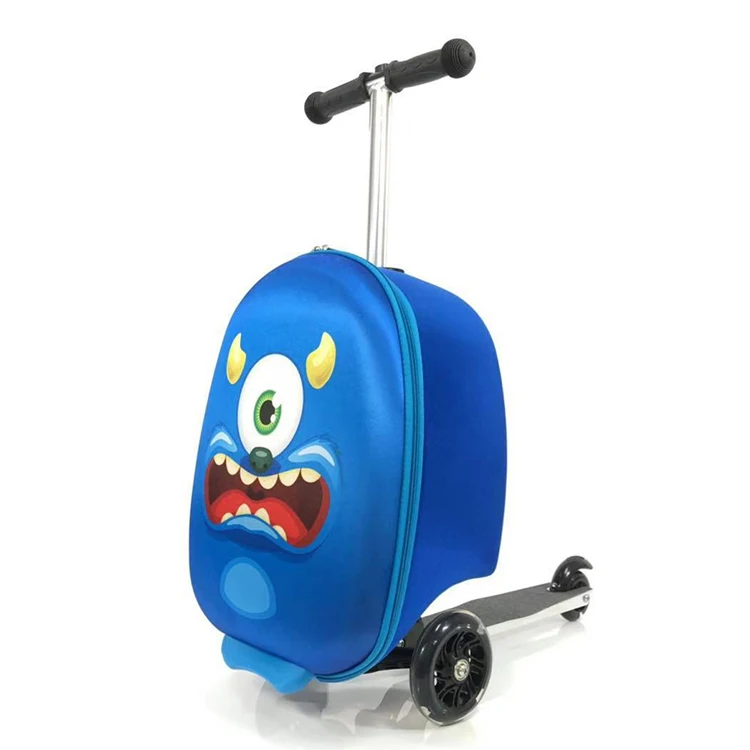 Kiddietotes Kids' Hardside Carry on Suitcase Scooter - Monster