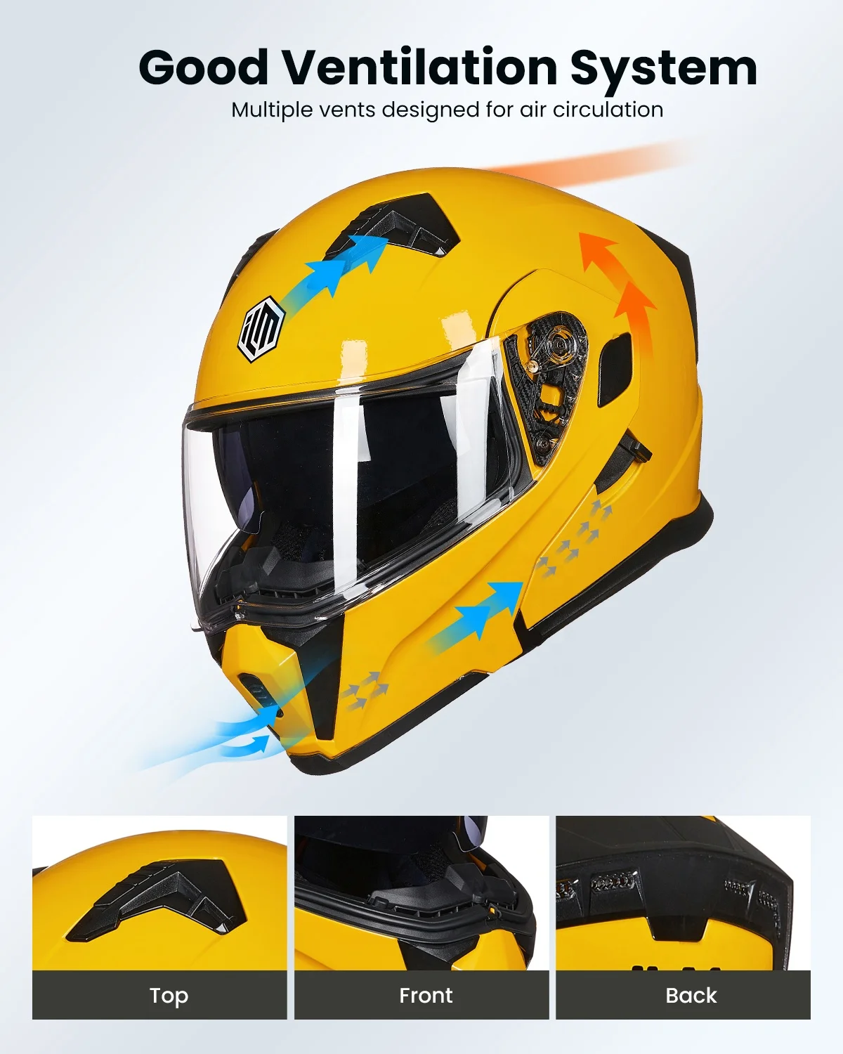 ILM Refurbished Modular Motorcycle Helmet With Bluetooth - DOT Approved (ILM-953)